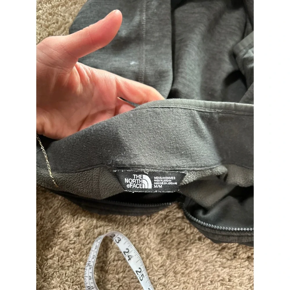 The North Face Mens Full Zip Fleece Jacket Gray Heather Mock Neck Medium Hiking‎